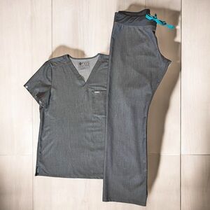 FIGS Catarina one pocket scrub top with livingston high waist pants